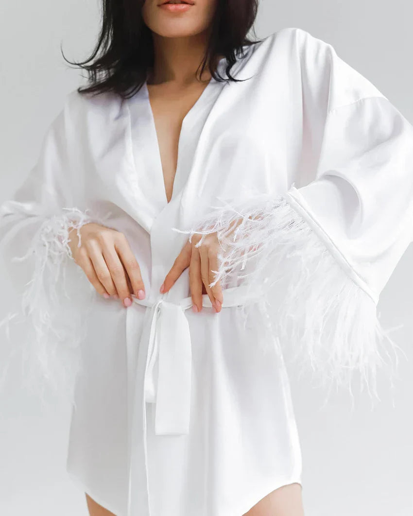 Feather Satin Sleep Robe