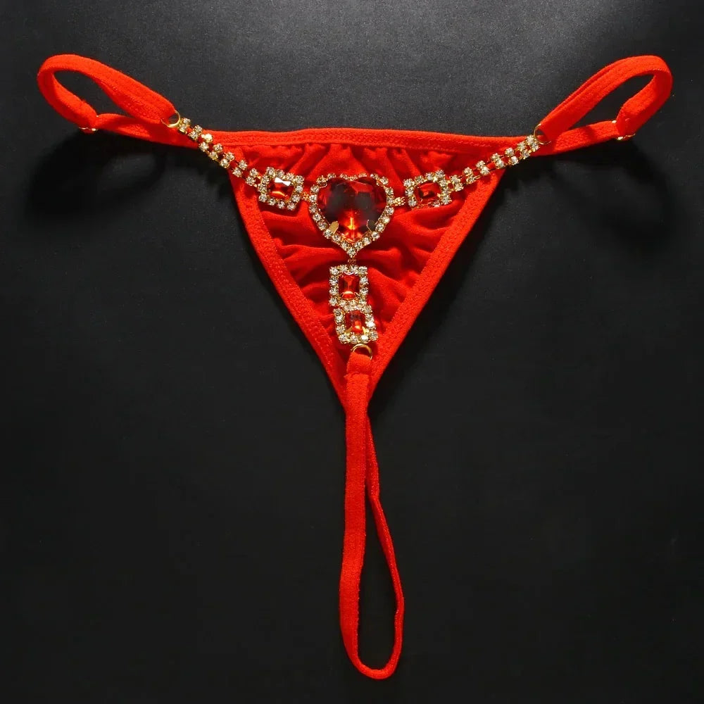 Red Crystal Heart Thong