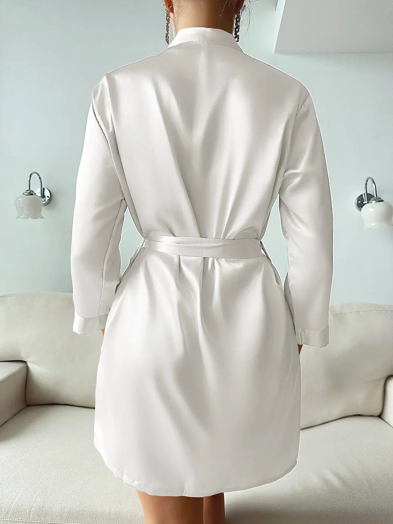 Sleek Satin Long Sleeve Robe