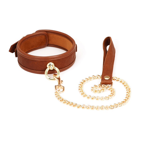 Brown Leather Collar & Leash