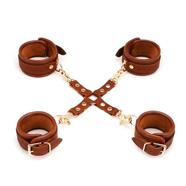 Brown Leather 4-Way Restraint Set